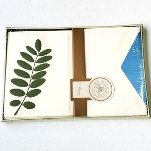Anna by Anna Griffin Green Fern Embossed Cards Set of 10 with Lined Envelopes